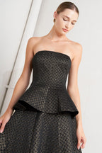 EVENING SCULPT METALLIC THREADED WOVEN TOP Flying Tomato