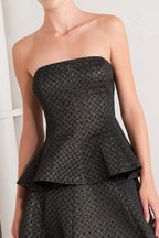 EVENING SCULPT METALLIC THREADED WOVEN TOP Flying Tomato