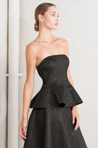 EVENING SCULPT METALLIC THREADED WOVEN TOP Flying Tomato