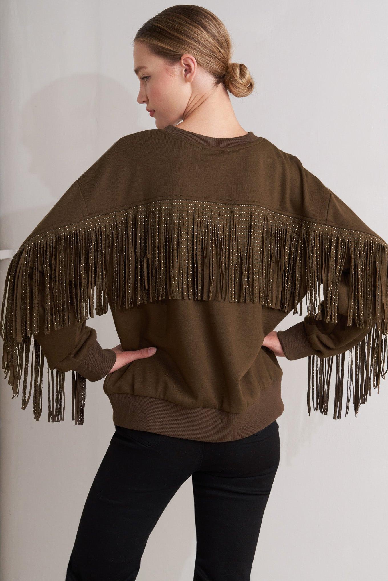 FRINGE CITY PULLOVER KNIT TOP Flying Tomato