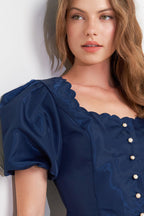 SCALLOP KISS WOVEN TOP Flying Tomato