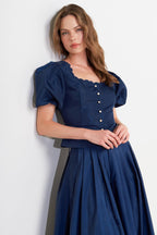 SCALLOP KISS WOVEN TOP Flying Tomato