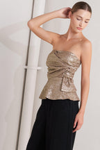 LIQUID GOLD WOVEN TOP Flying Tomato