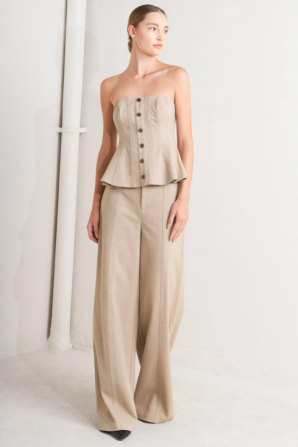 MODERN CORSET MOCHA KNIT TOP Flying Tomato