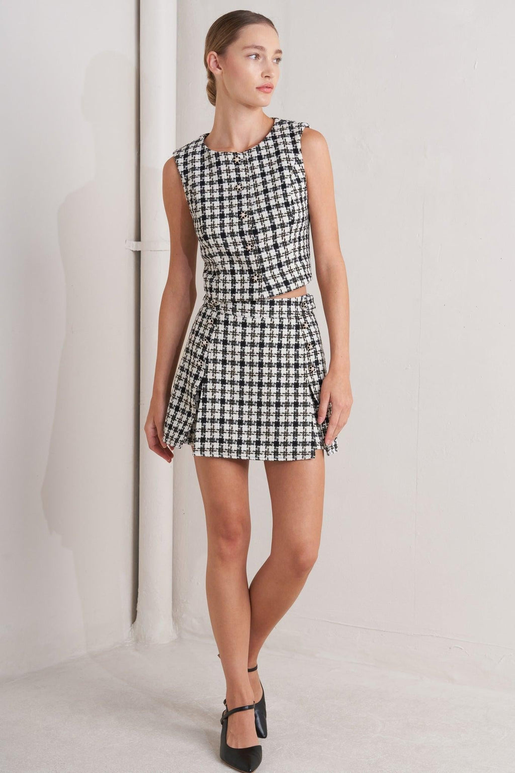 MONA CHECK TWEED VEST Flying Tomato