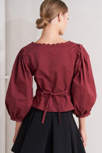AMOUR SCALLOP WOVEN TOP Flying Tomato