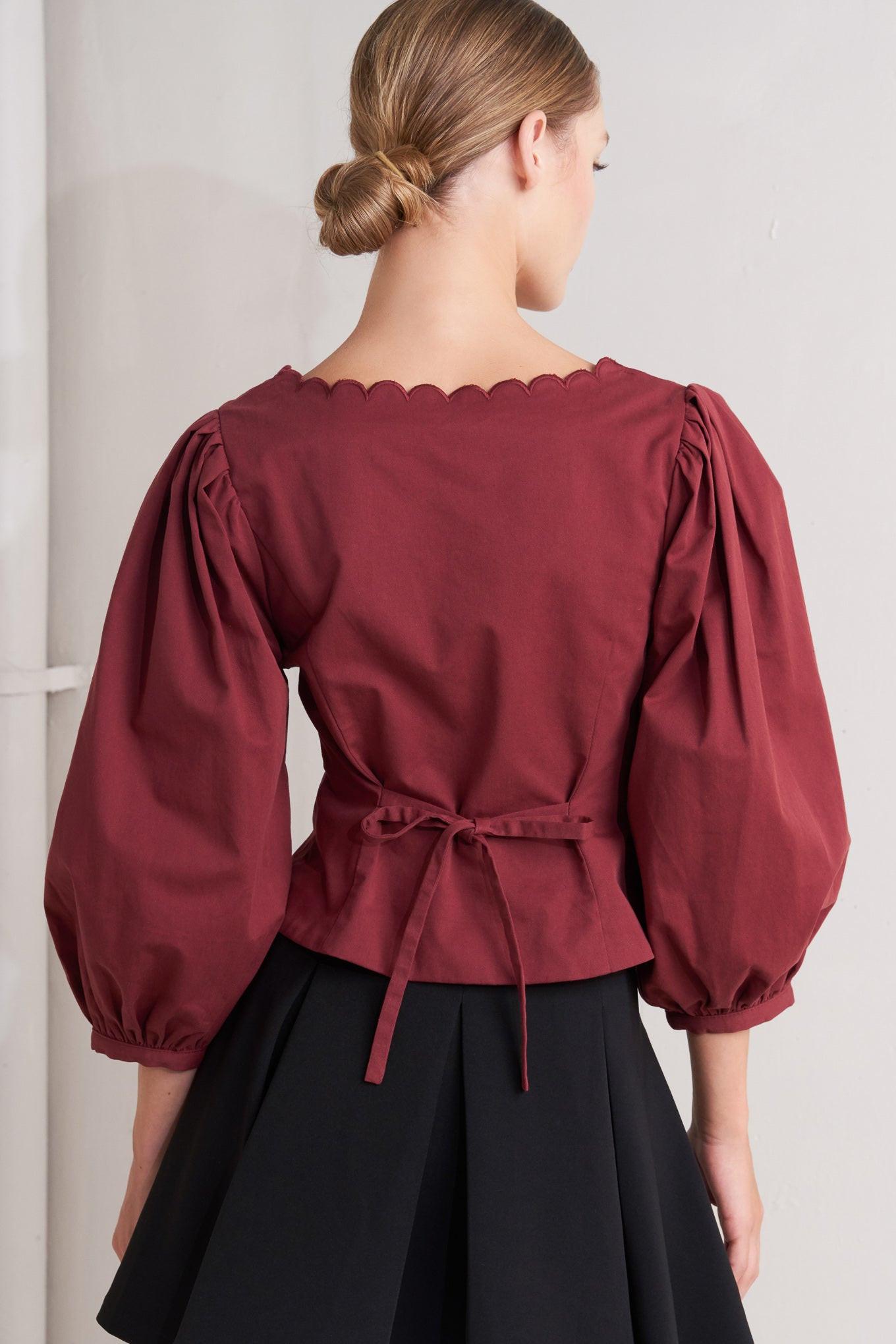 AMOUR SCALLOP WOVEN TOP Flying Tomato