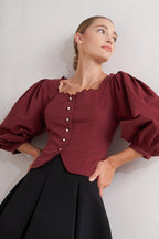 AMOUR SCALLOP WOVEN TOP Flying Tomato