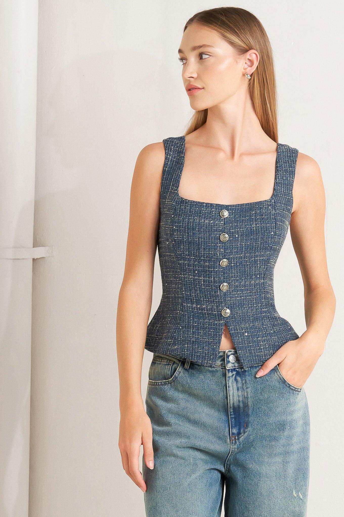 STUDIO FEMME LOOK TWEED TOP Flying Tomato