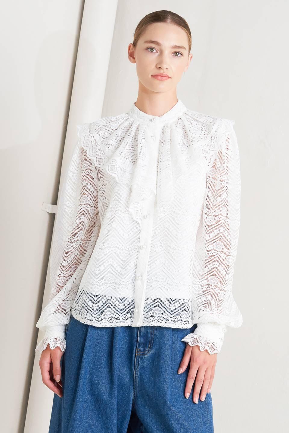 CLOUD ROMANCE WOVEN LACE TOP Flying Tomato