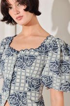 SWEET CHECK ROMANCE WOVEN JACQUARD TOP Flying Tomato