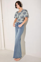 SWEET CHECK ROMANCE WOVEN JACQUARD TOP Flying Tomato