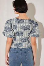 SWEET CHECK ROMANCE WOVEN JACQUARD TOP Flying Tomato