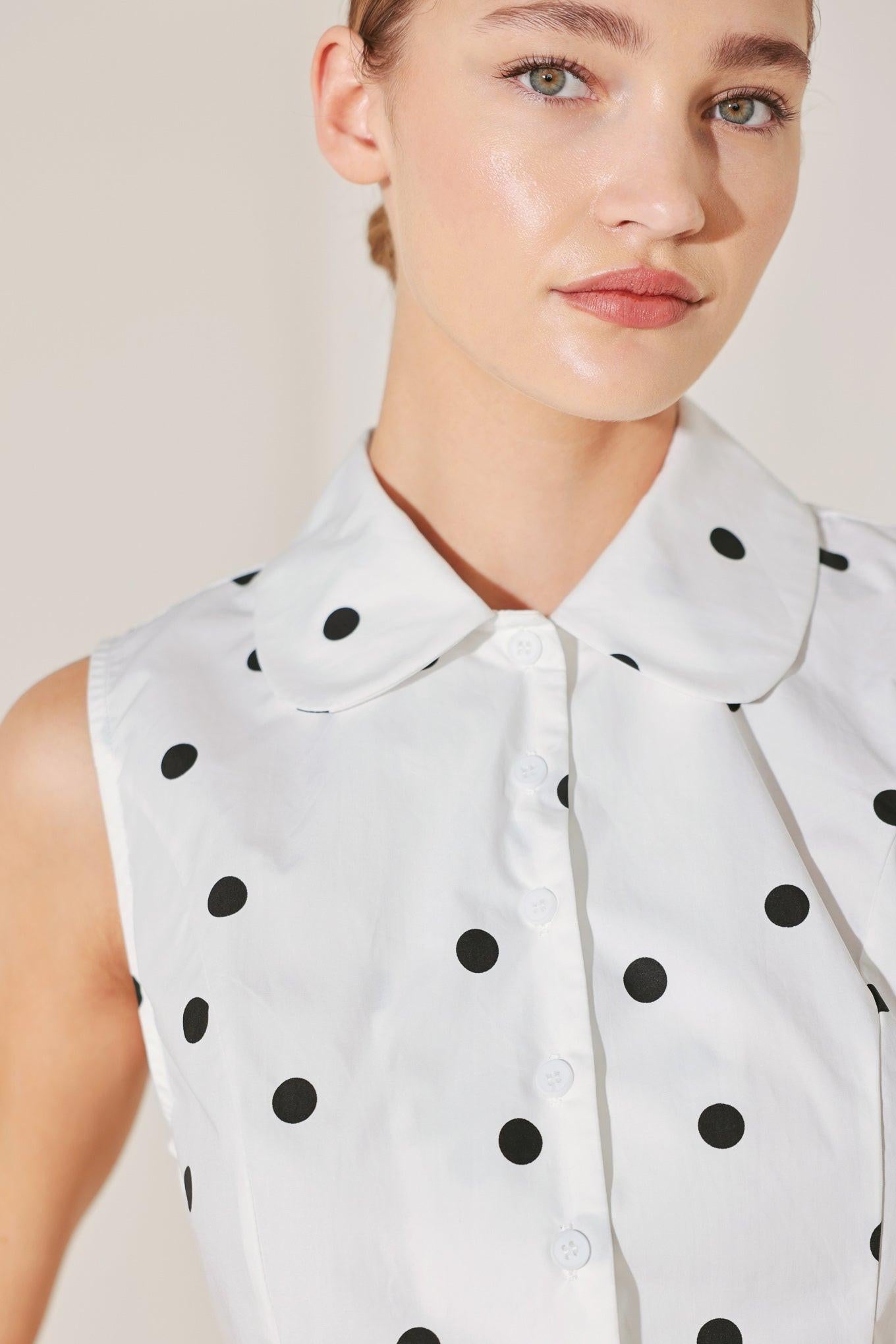 CAFÉ NOIR POLKA WOVEN TOP Flying Tomato