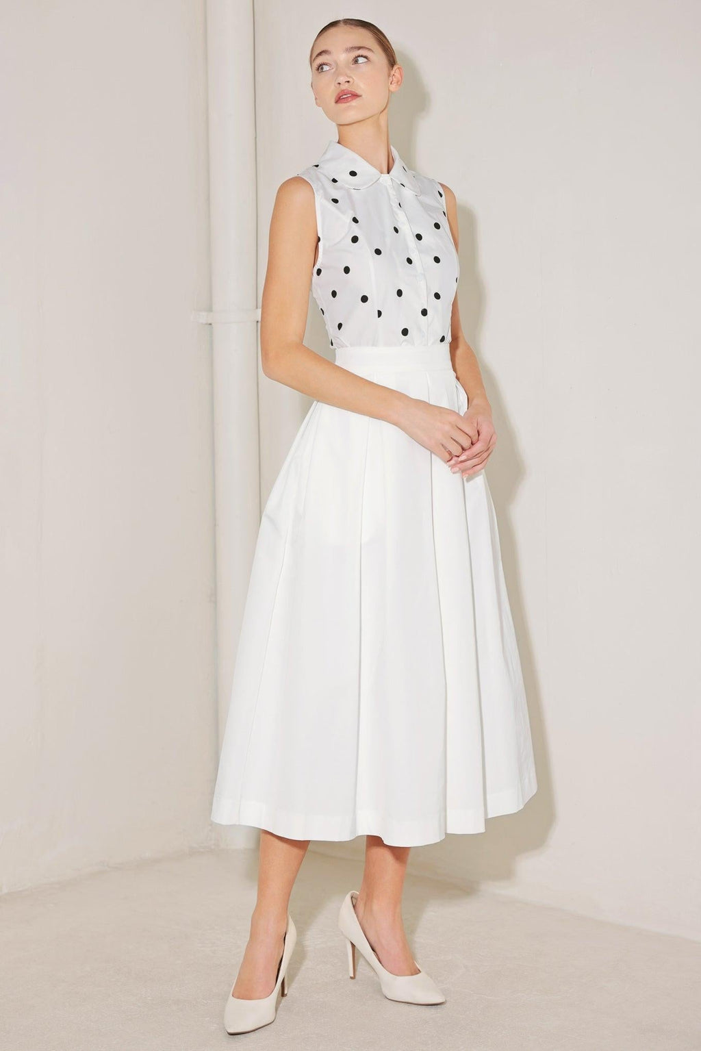 CAFÉ NOIR POLKA WOVEN TOP Flying Tomato