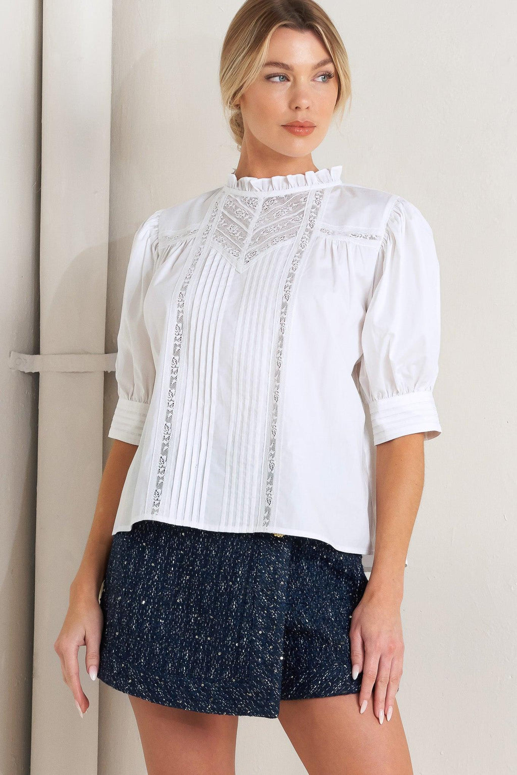 PURE POETRY VICTORIAN WOVEN TOP Flying Tomato
