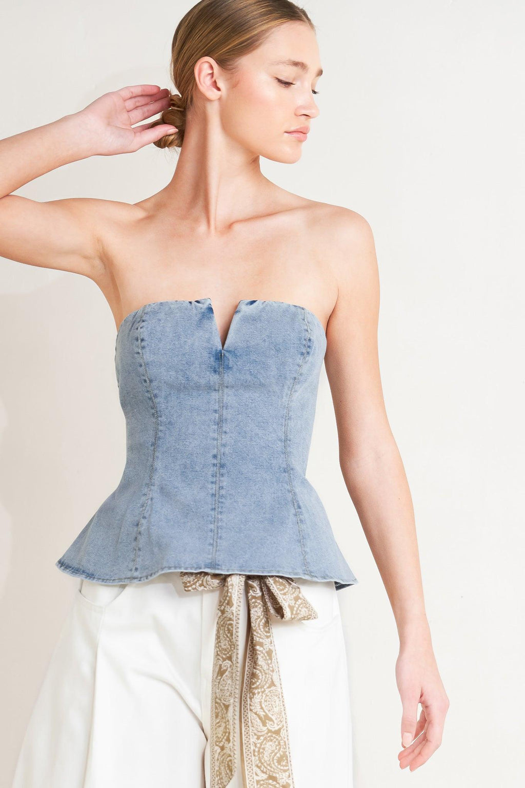 MODERN MERMAID CORSET DENIM TOP Flying Tomato