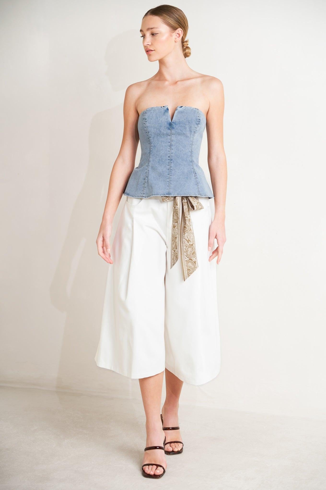 MODERN MERMAID CORSET DENIM TOP Flying Tomato