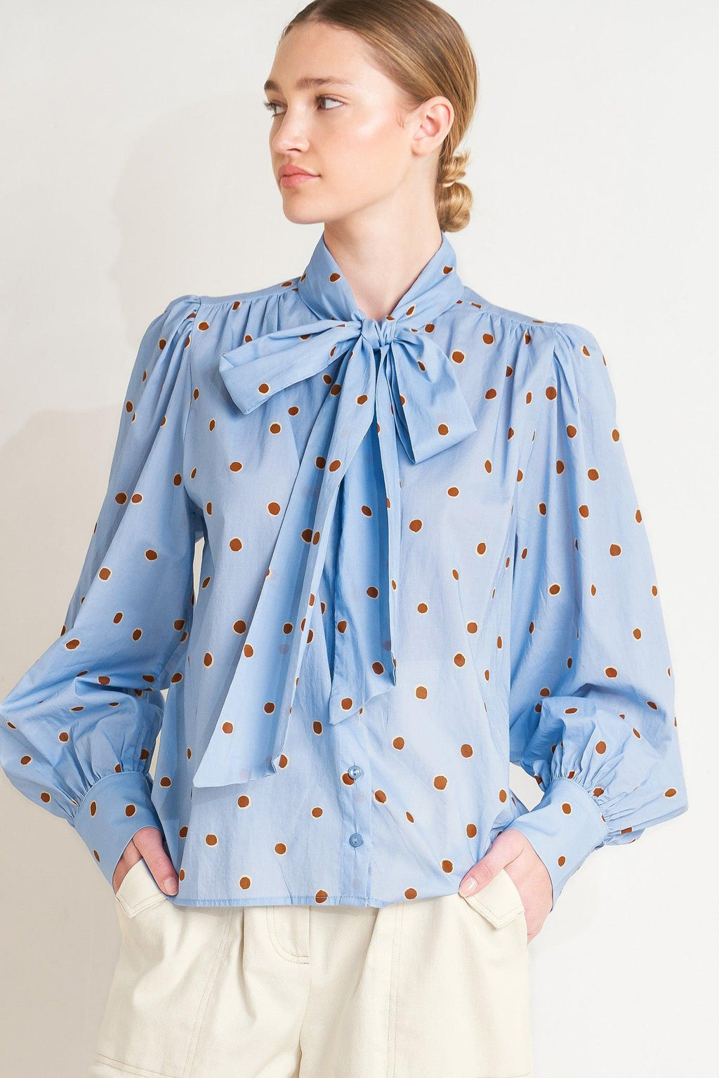 THE POLKA POWER MOVE WOVEN TOP Flying Tomato