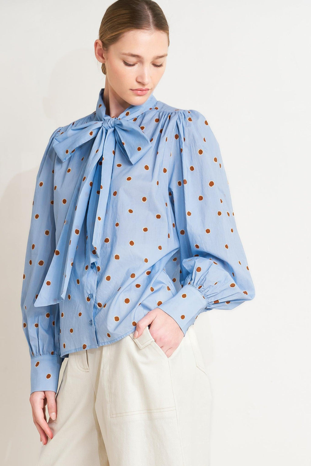 THE POLKA POWER MOVE WOVEN TOP Flying Tomato
