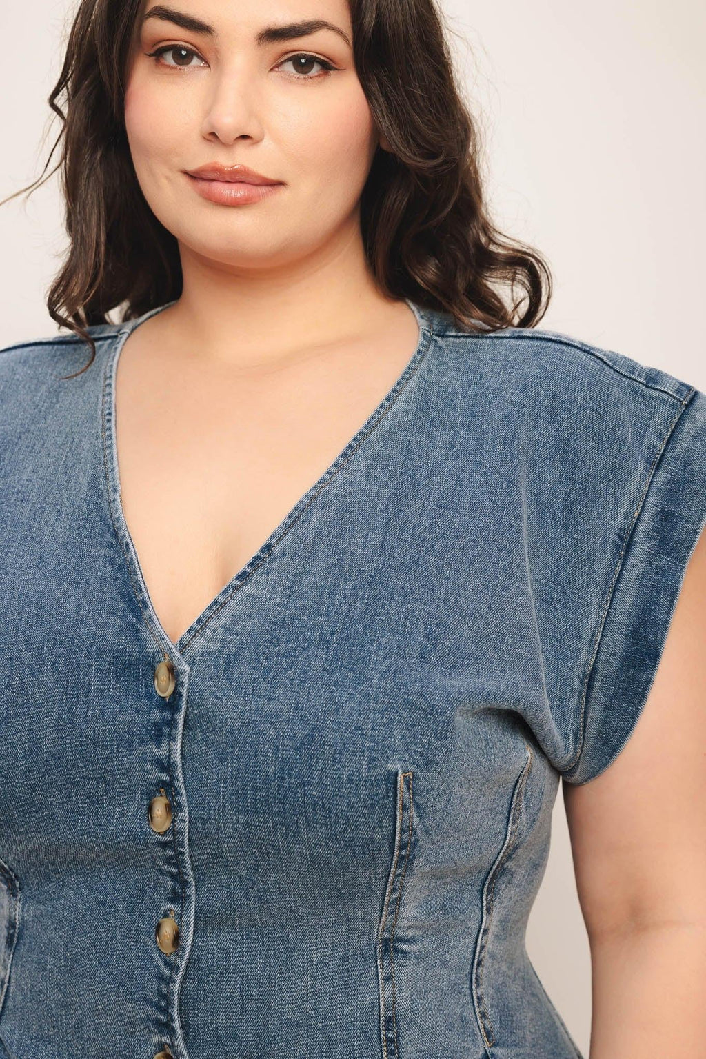 NO SECOND THOUGHT WASHED DENIM TOP Flying Tomato