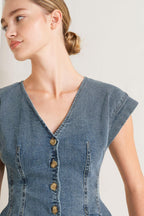 NO SECOND THOUGHT WASHED DENIM TOP Flying Tomato