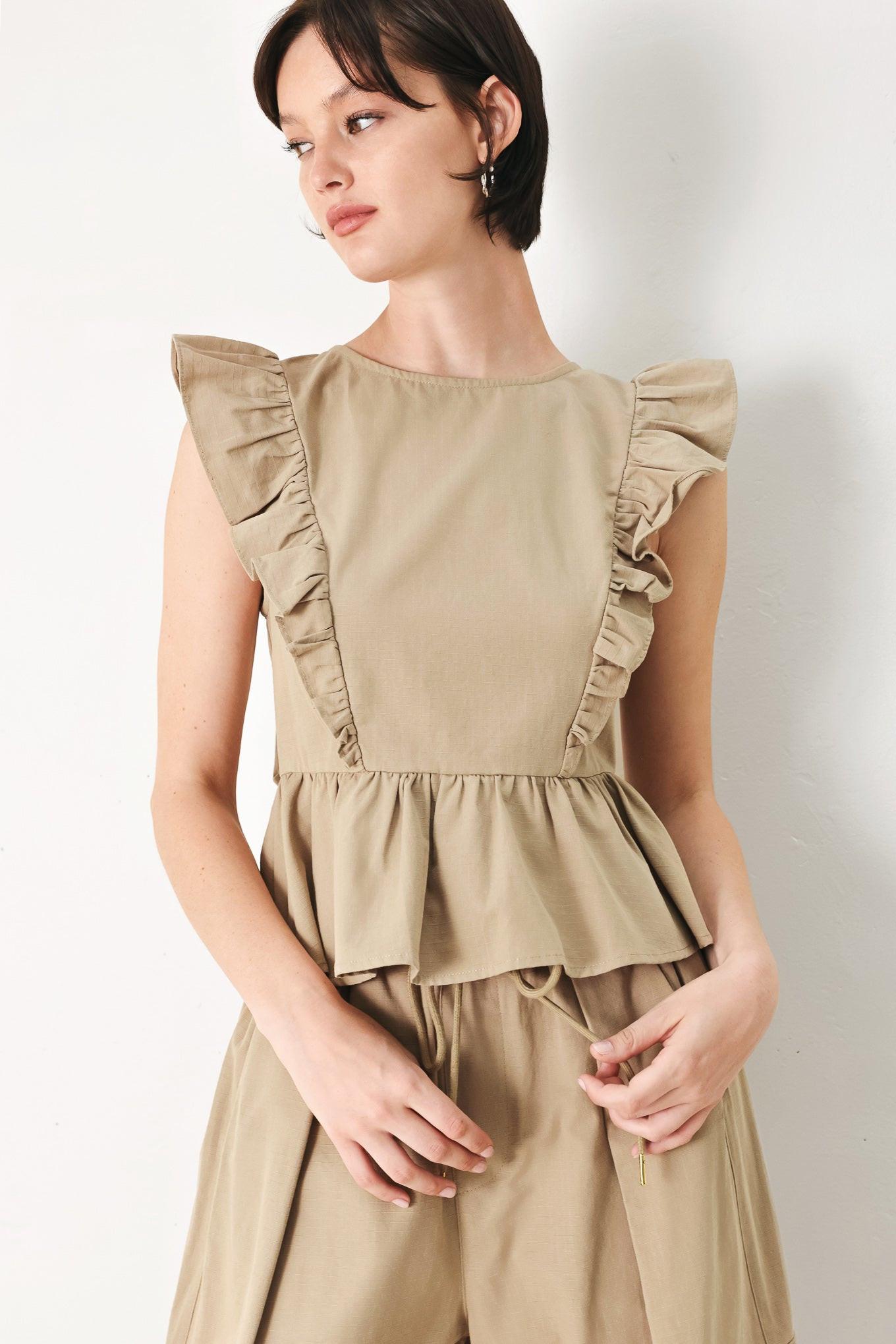 WHITE BLOSSOM WOVEN TOP Flying Tomato