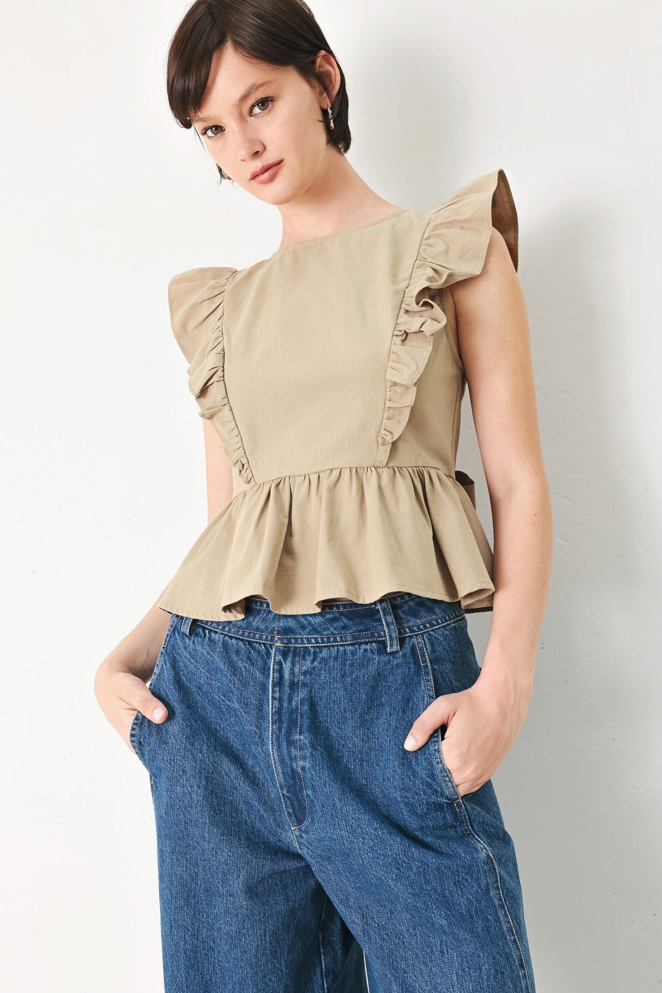 WHITE BLOSSOM WOVEN TOP Flying Tomato