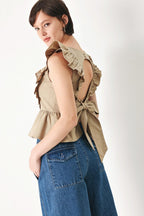 WHITE BLOSSOM WOVEN TOP Flying Tomato