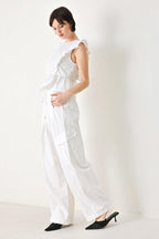 WHITE BLOSSOM WOVEN TOP Flying Tomato
