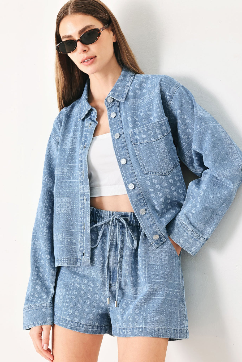 VINTAGE BANDANA DENIM SHORTS Flying Tomato