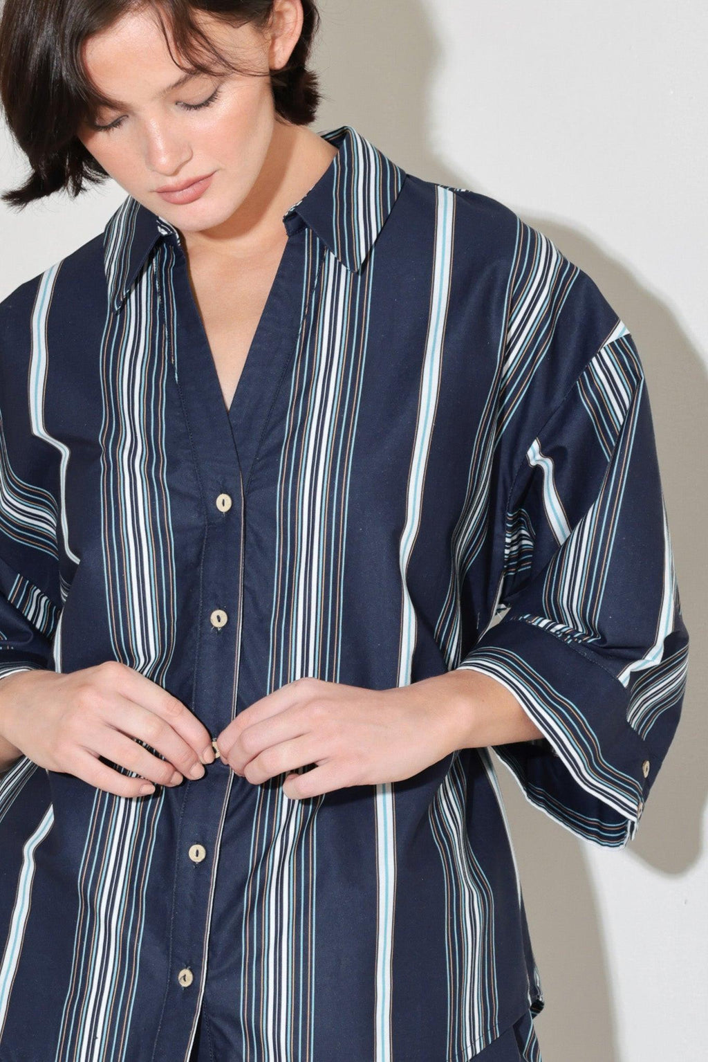 CITY STRIPE WOVEN TOP Flying Tomato