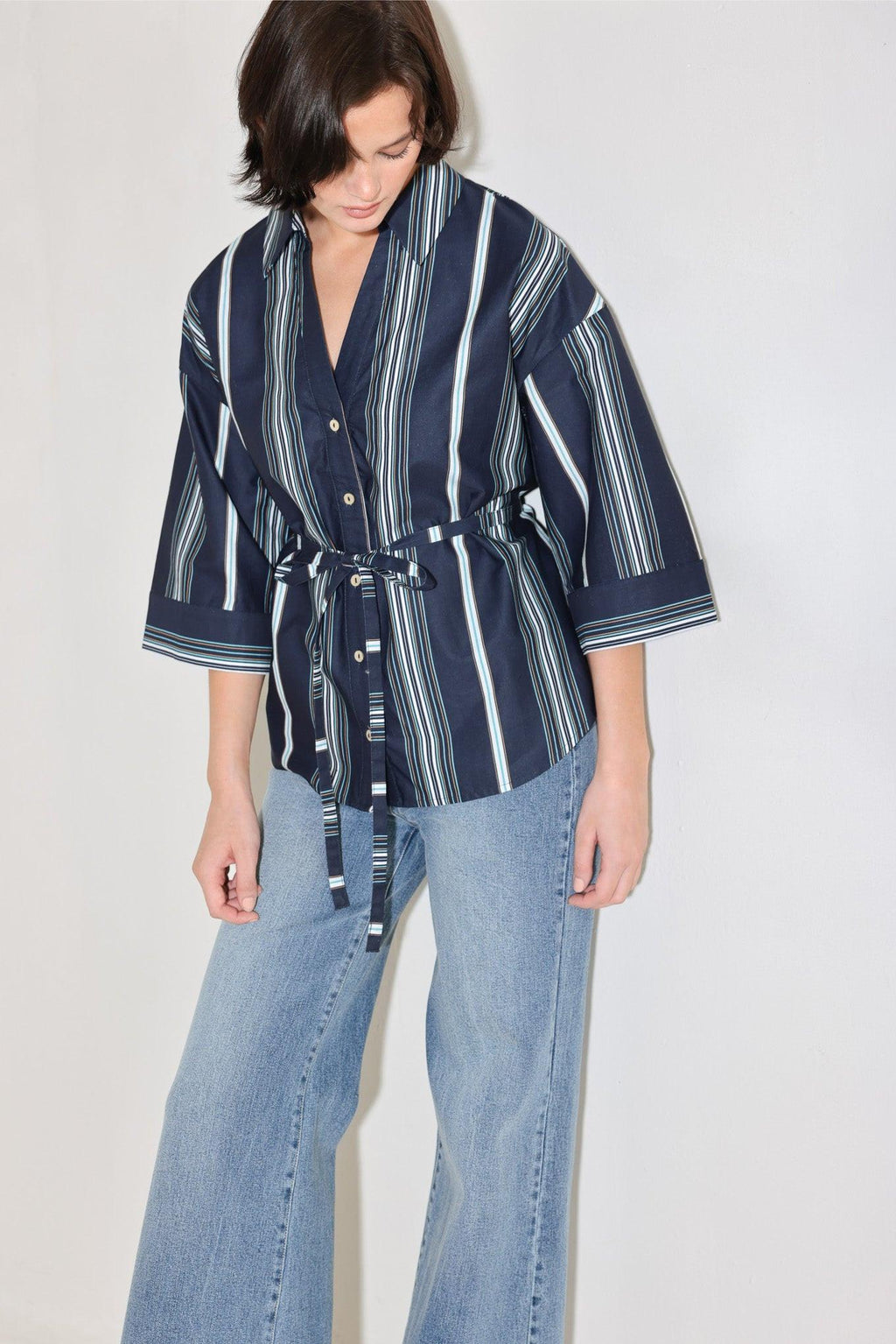 CITY STRIPE WOVEN TOP Flying Tomato