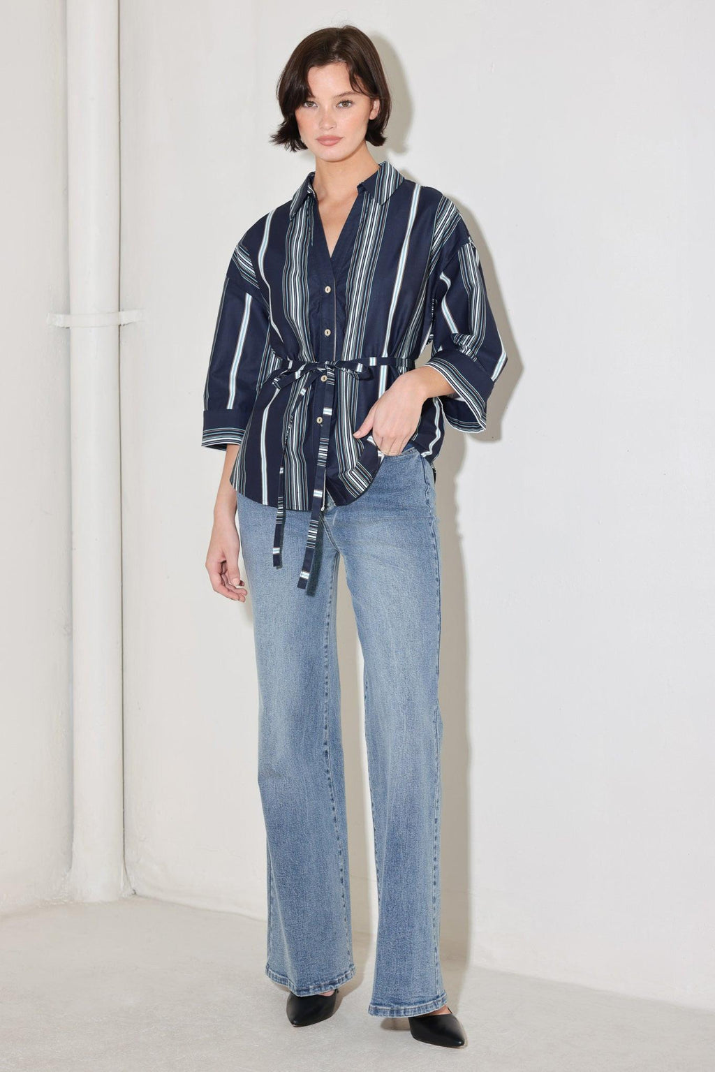 CITY STRIPE WOVEN TOP Flying Tomato