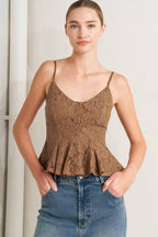 PURELY ROMANTIC WOVEN LACE CAMI TOP Flying Tomato