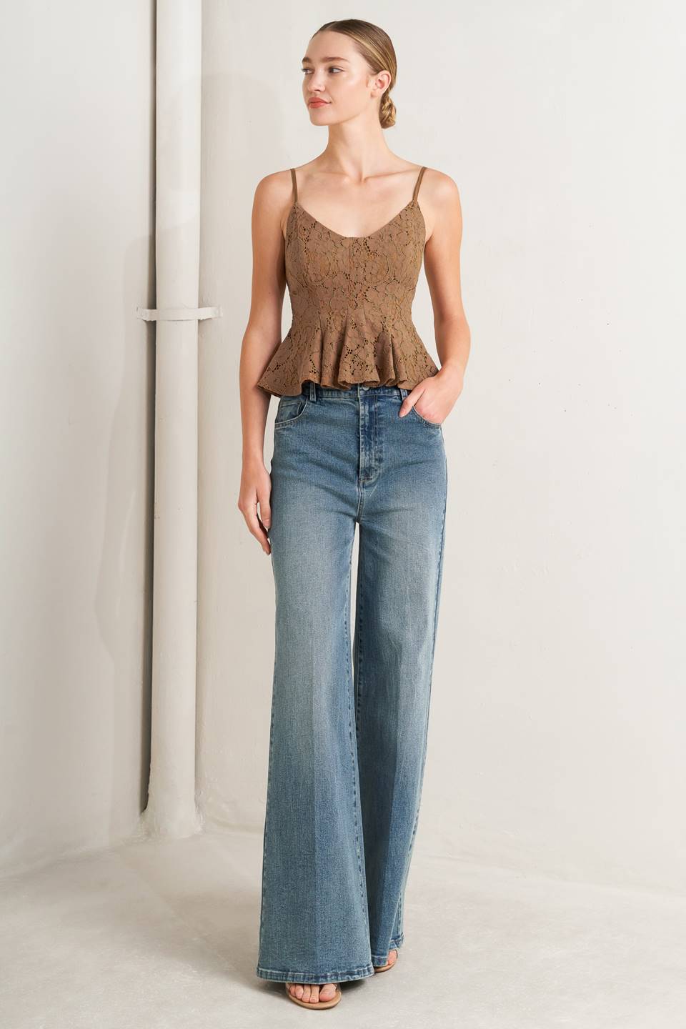 PURELY ROMANTIC WOVEN LACE CAMI TOP Flying Tomato