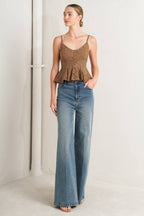 PURELY ROMANTIC WOVEN LACE CAMI TOP Flying Tomato