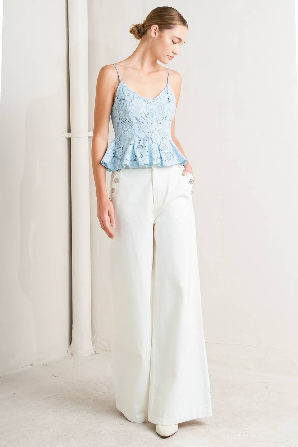 PURELY ROMANTIC WOVEN LACE CAMI TOP Flying Tomato