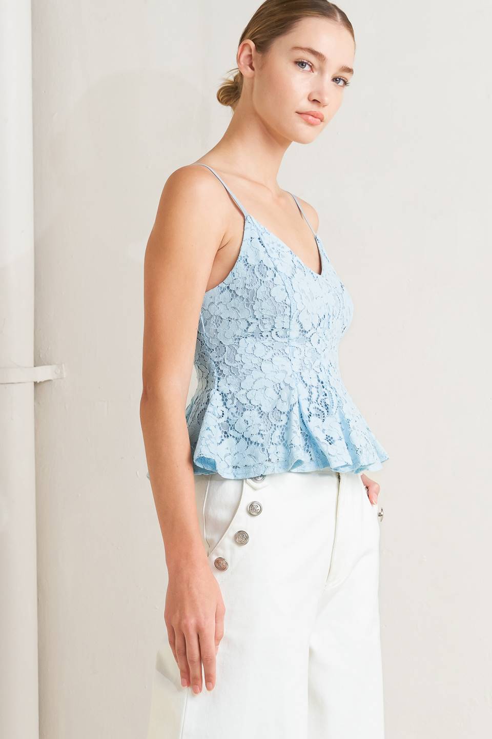 PURELY ROMANTIC WOVEN LACE CAMI TOP Flying Tomato