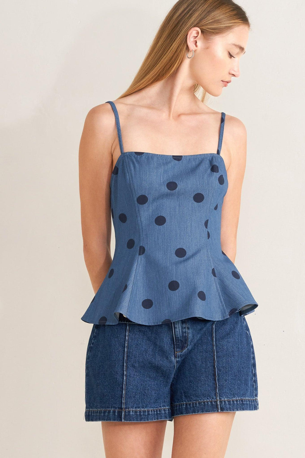 [PREORDER] MIDNIGHT POLKA WOVEN TOP Flying Tomato