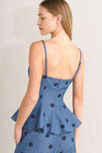 [PREORDER] MIDNIGHT POLKA WOVEN TOP Flying Tomato