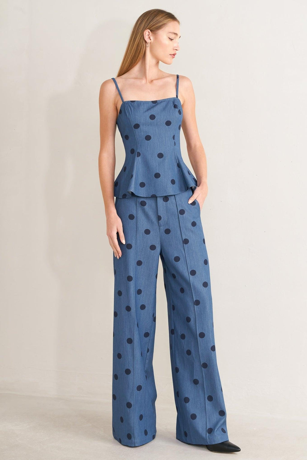 [PREORDER] MIDNIGHT POLKA WOVEN TOP Flying Tomato