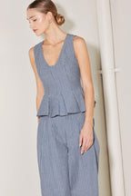 MARINA PINSTRIPE WOVEN TOP Flying Tomato