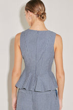 MARINA PINSTRIPE WOVEN TOP Flying Tomato