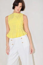 MODERN SHAPE YELLPW WOVEN TOP Flying Tomato