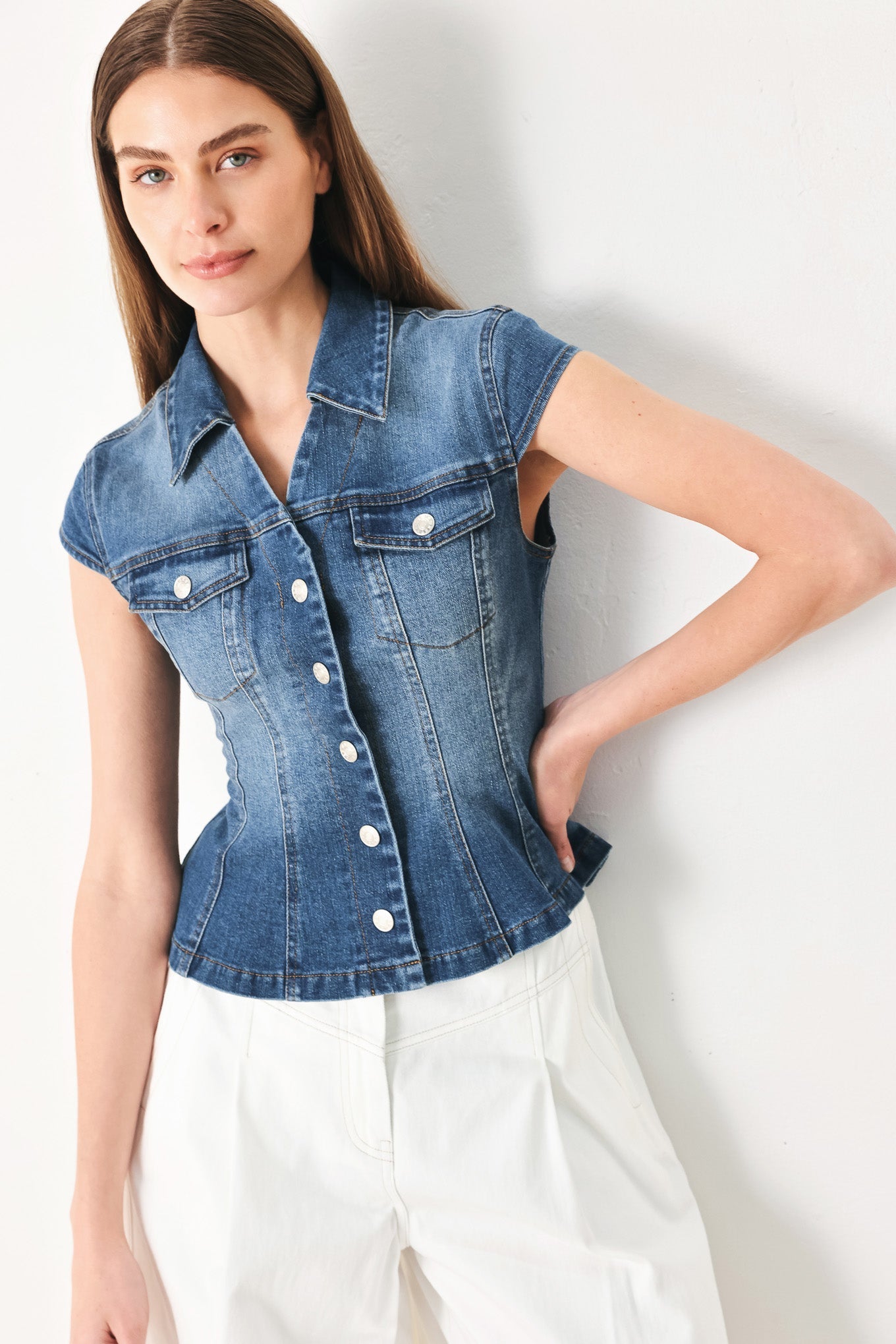 LOVELY COLLAR DENIM TOP Flying Tomato