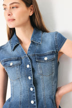 LOVELY COLLAR DENIM TOP Flying Tomato