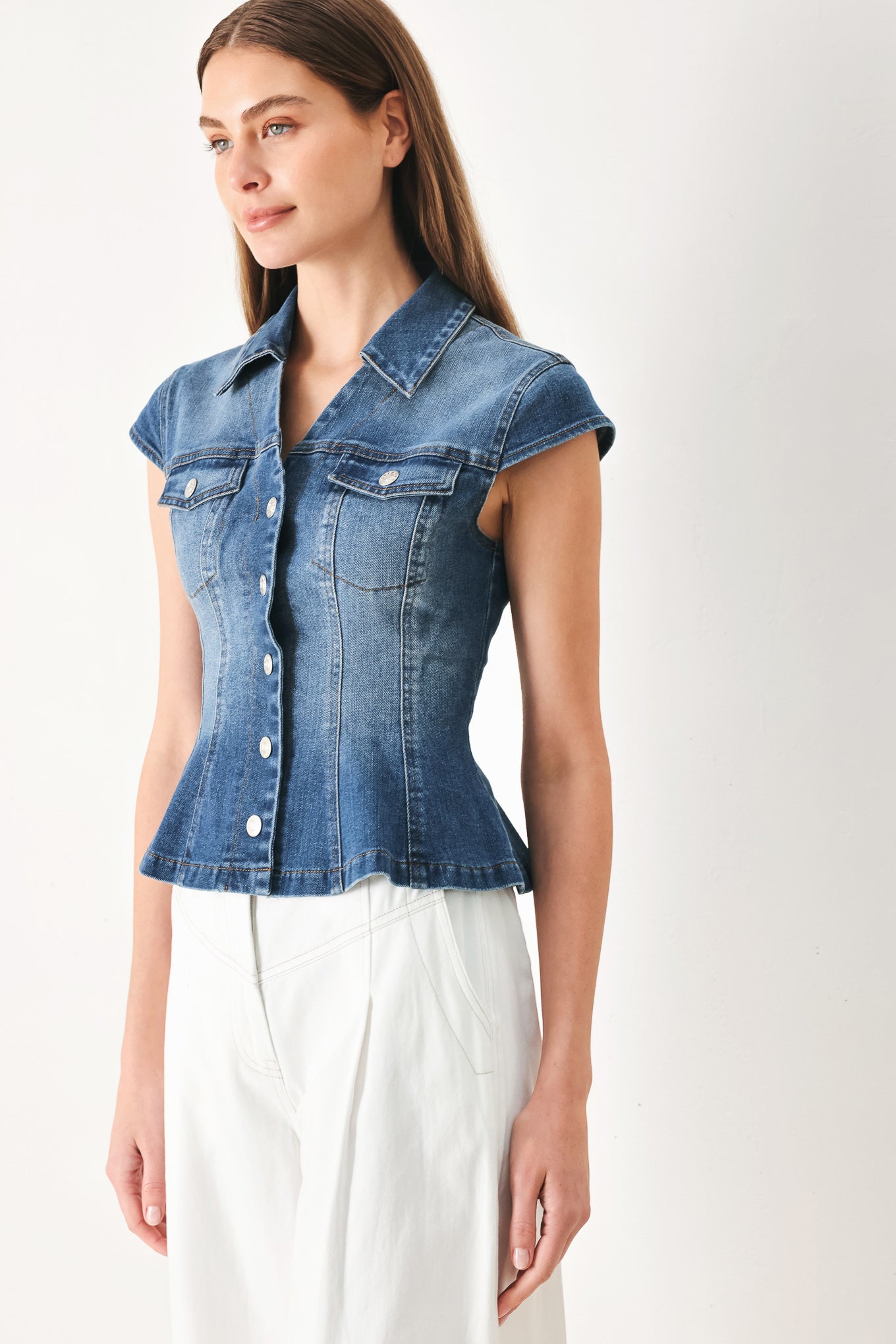 LOVELY COLLAR DENIM TOP Flying Tomato