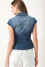 LOVELY COLLAR DENIM TOP Flying Tomato
