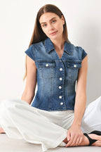 LOVELY COLLAR DENIM TOP Flying Tomato